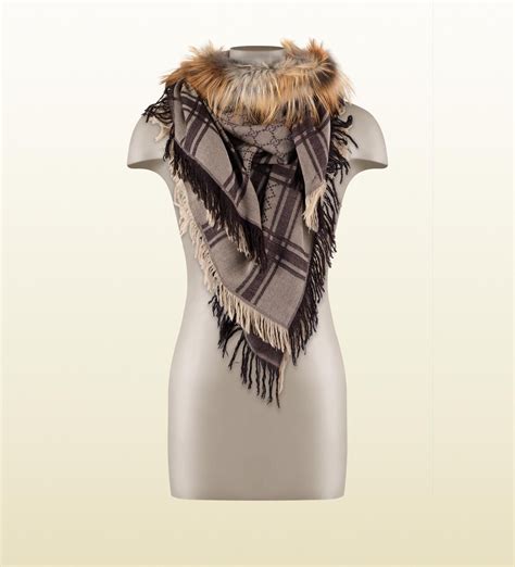 pashmina gucci|gucci scarf with fur trim.